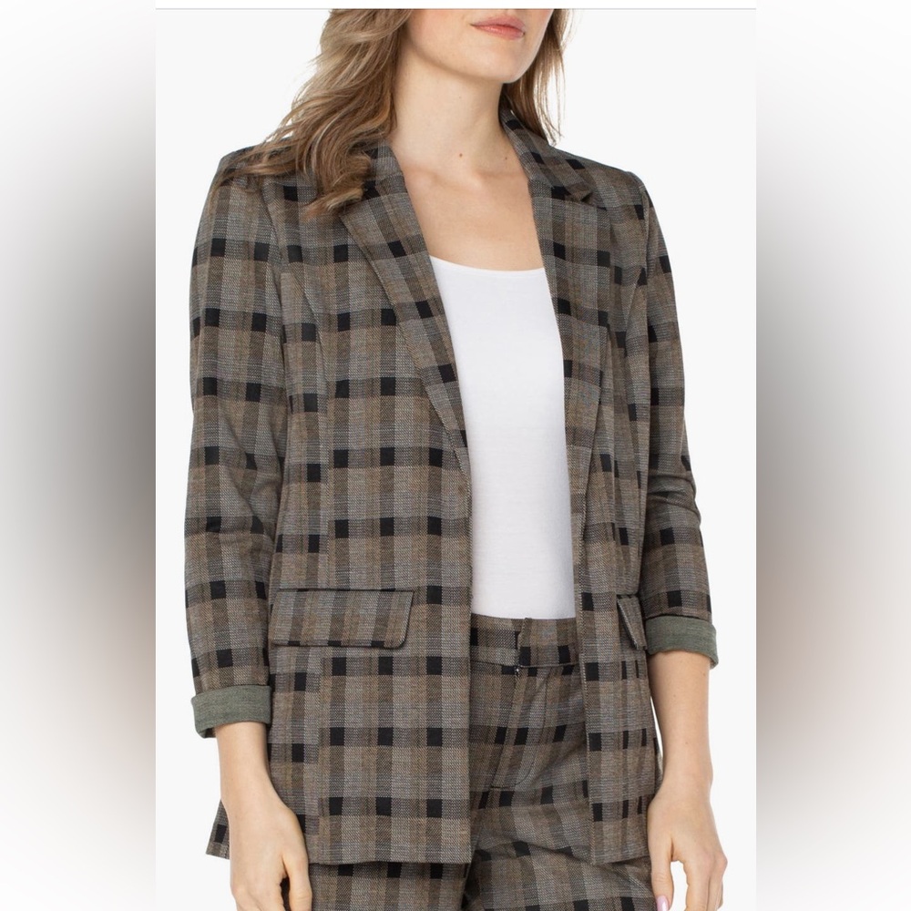 Liverpool Los Angeles Jacquard Plaid Boyfriend Blazer (XL)